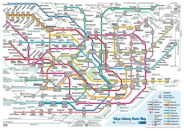 Mapa stacji metra w Tokio