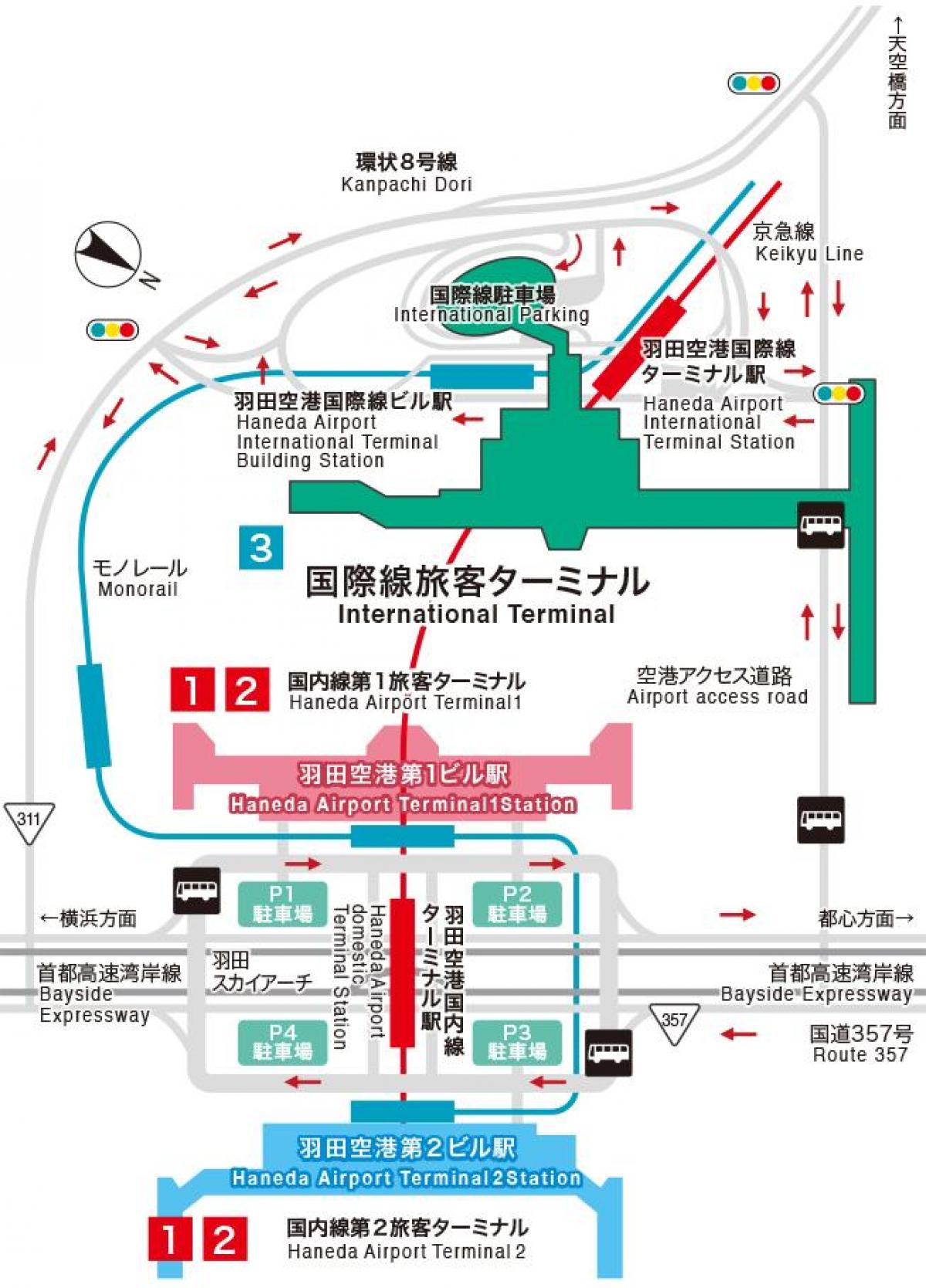 Mapa terminala lotniska w Tokio