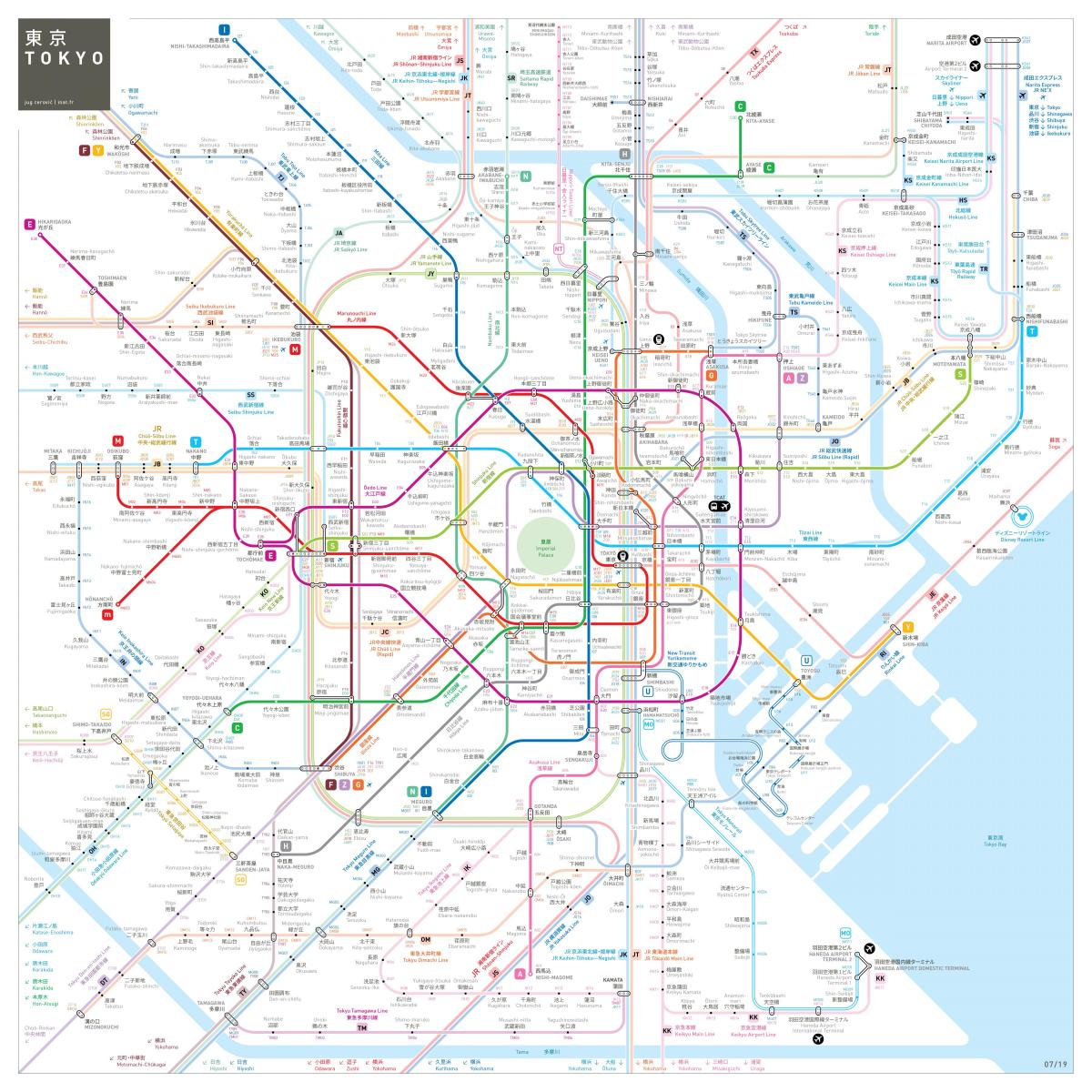 Mapa stacji metra w Tokio